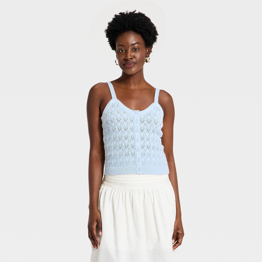 Women's Western Crafted Tank Top - Universal Thread™ Light Blue M 100% COTTON M